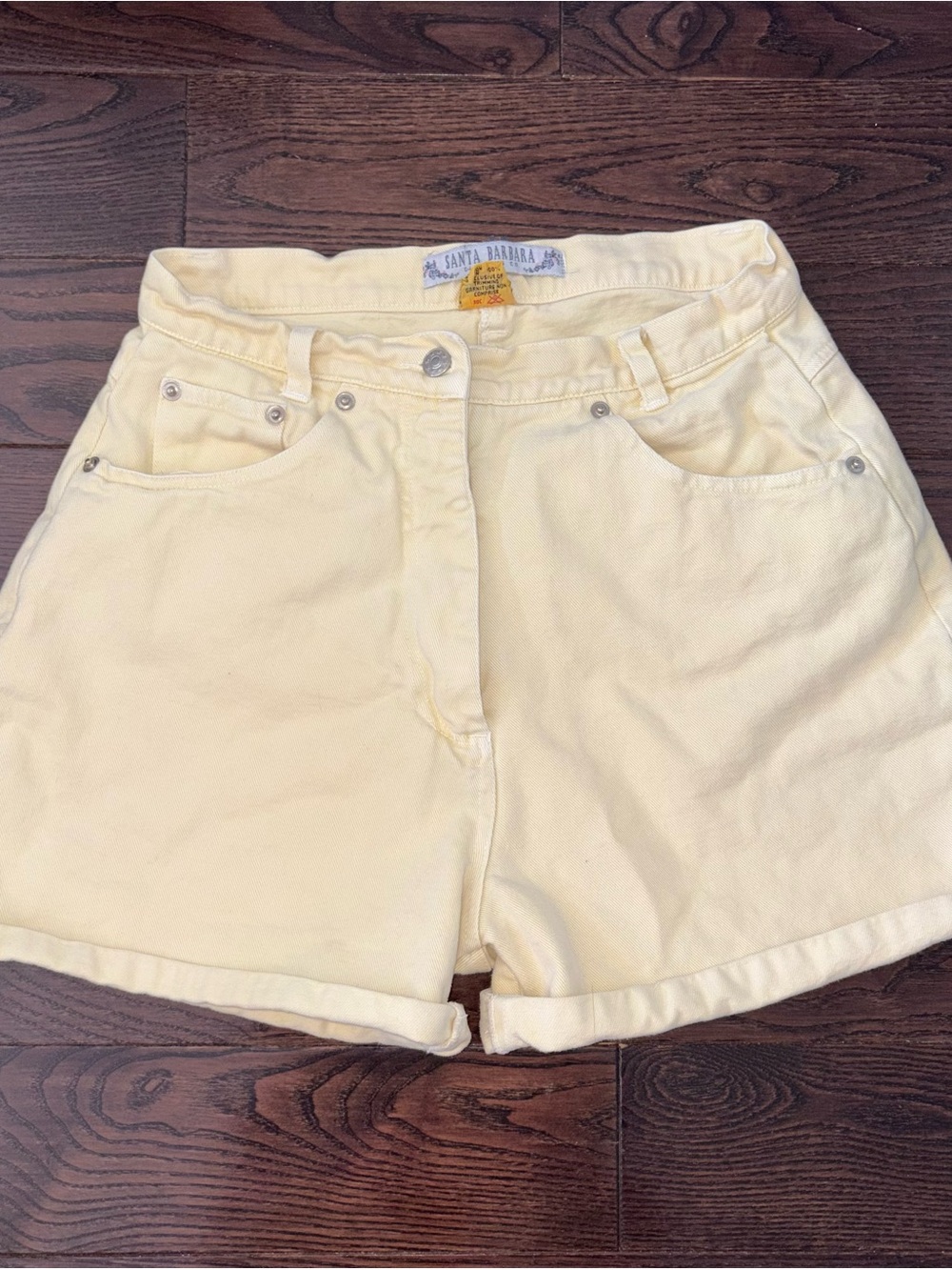 Vintage Butter Yellow High-Waist Women's Shorts